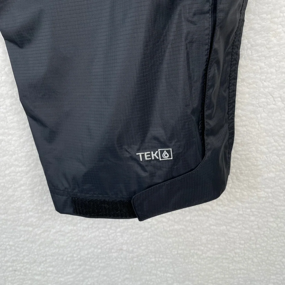 LL Bean  Black Ripstop Nylon Rain Pants L REG 268241 Elastic Waist Drawcord